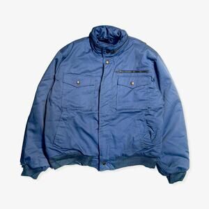 Vintage Blue Oakton Flannel Lined Puffer Jacket. Size Large